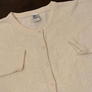 90s Vintage Vintage Cottagecore Embroidered Cardigan | Cream | 1X